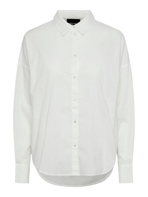 Pieces - Pctanne Ls Loose Shirt - 4121209 Cloud Dancer Skjorter 