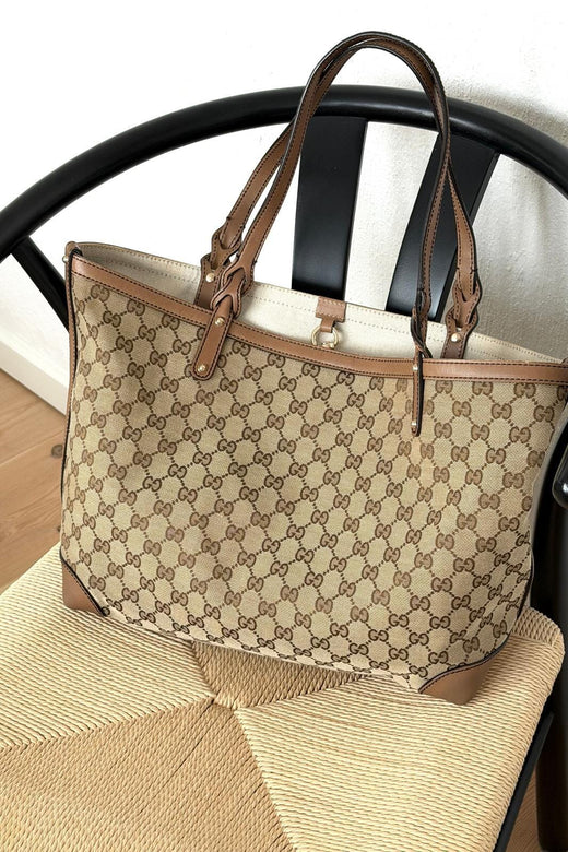 Preloved Vintageline x Molly&My - Gucci Shopper Med Tilhørende Pung - Logo Tasker 