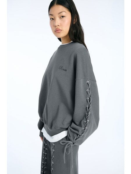 Rotate - Lacing Crewneck 1154681205 - 1205 Gray Pinstripe Sweatshirts 
