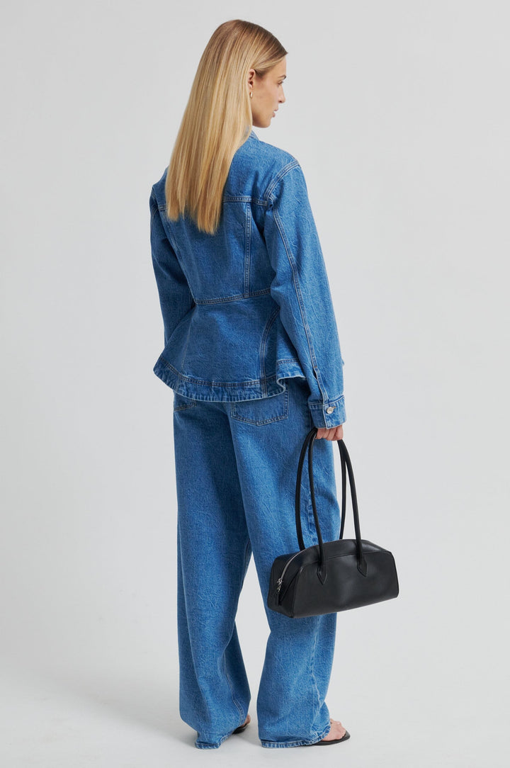 Second Female - Belton Peplum Denim Jacket 60444 - 5997 Blue denim Skjorter 