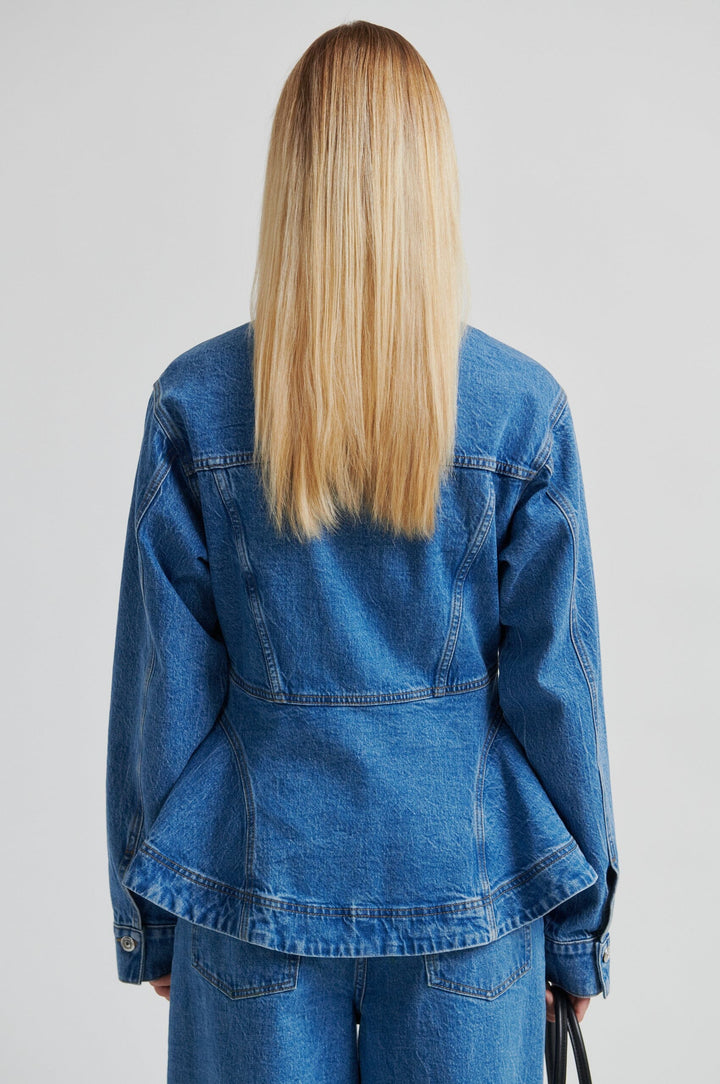 Second Female - Belton Peplum Denim Jacket 60444 - 5997 Blue denim Skjorter 