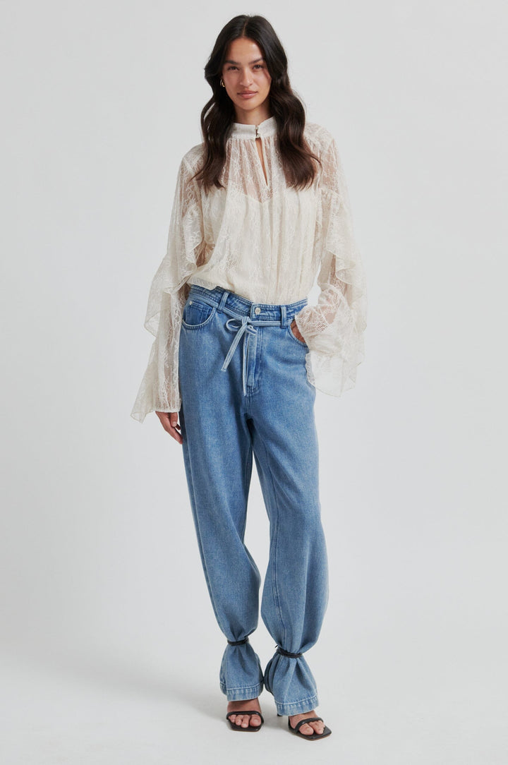 Second Female - Sybell Lace Blouse 60509 - 0512 Soft Beige Bluser 