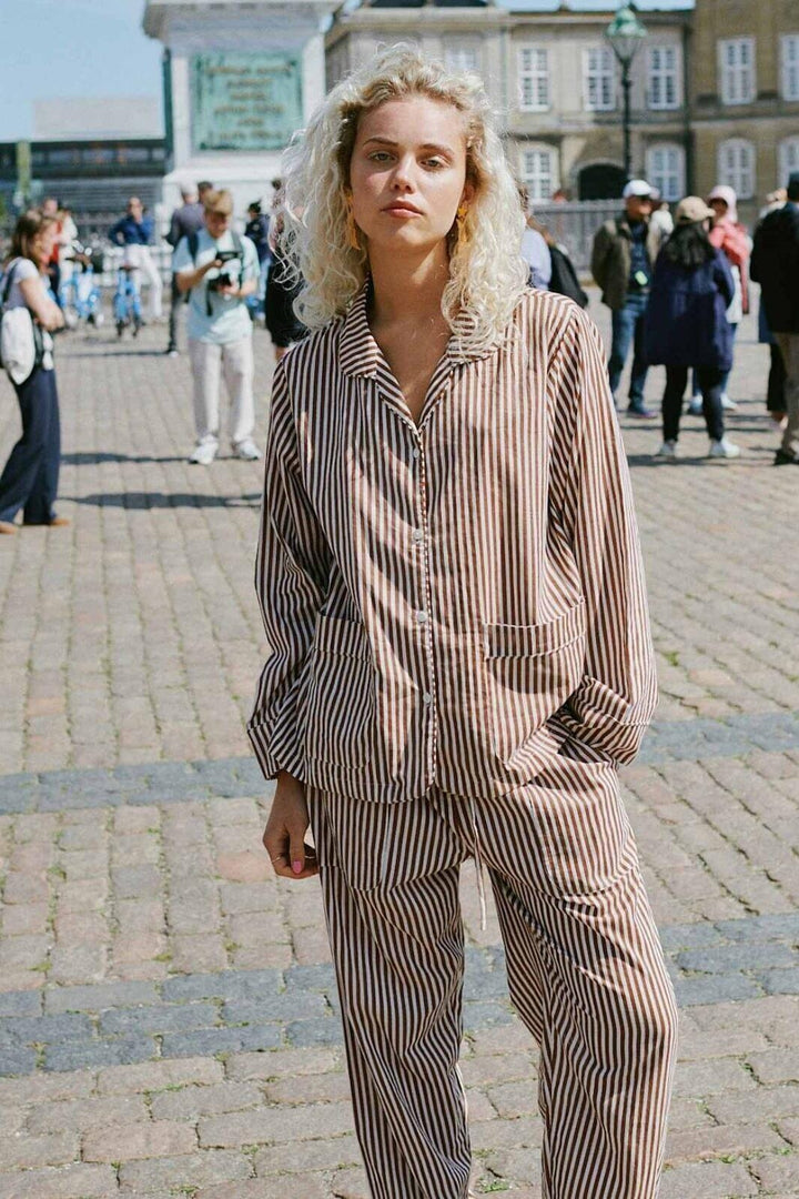 Sissel Edelbo - Nuit Pyjamas Set SE 1704 - Brown Stripes