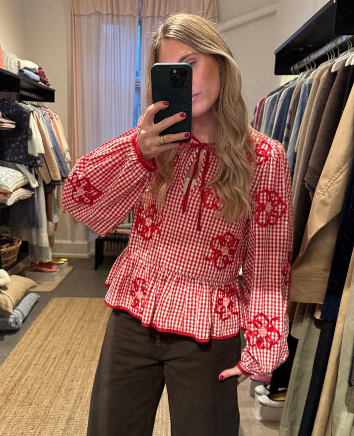 Sissel Edelbo - Sunny Top SE 1914 - Red Checks Bluser 