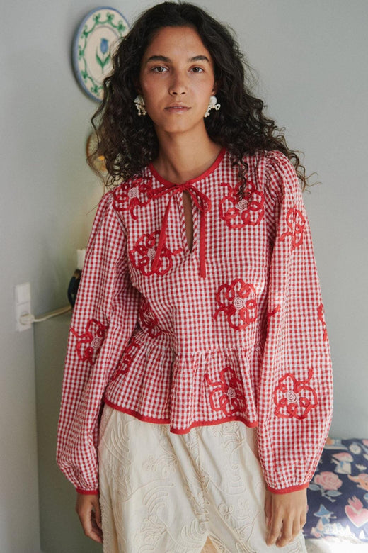 Sissel Edelbo - Sunny Top SE 1914 - Red Checks Bluser 