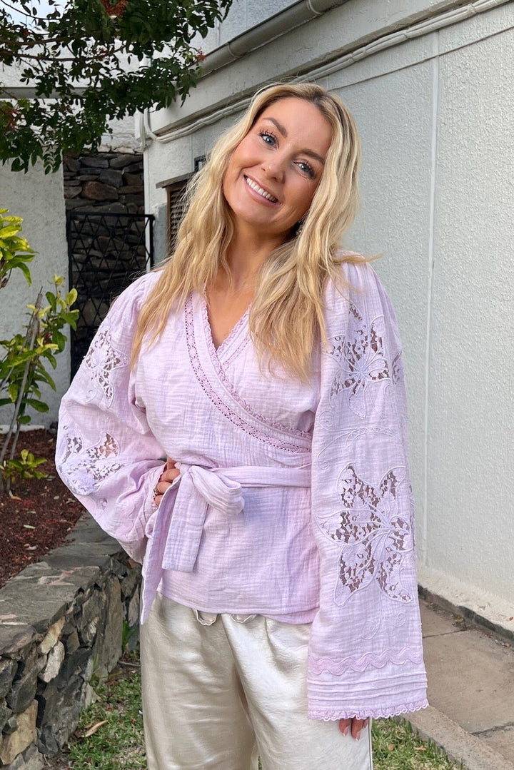 Sissel Edelbo x Molly&My - Winfrey Wrap Top SE 1999 - Lavender Bluser 