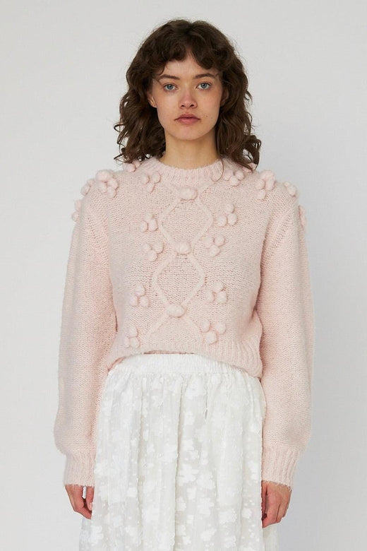Stella Nova - Cable Knit With Bobblestw54-3294 - 558 Pale Pink Strikbluser 