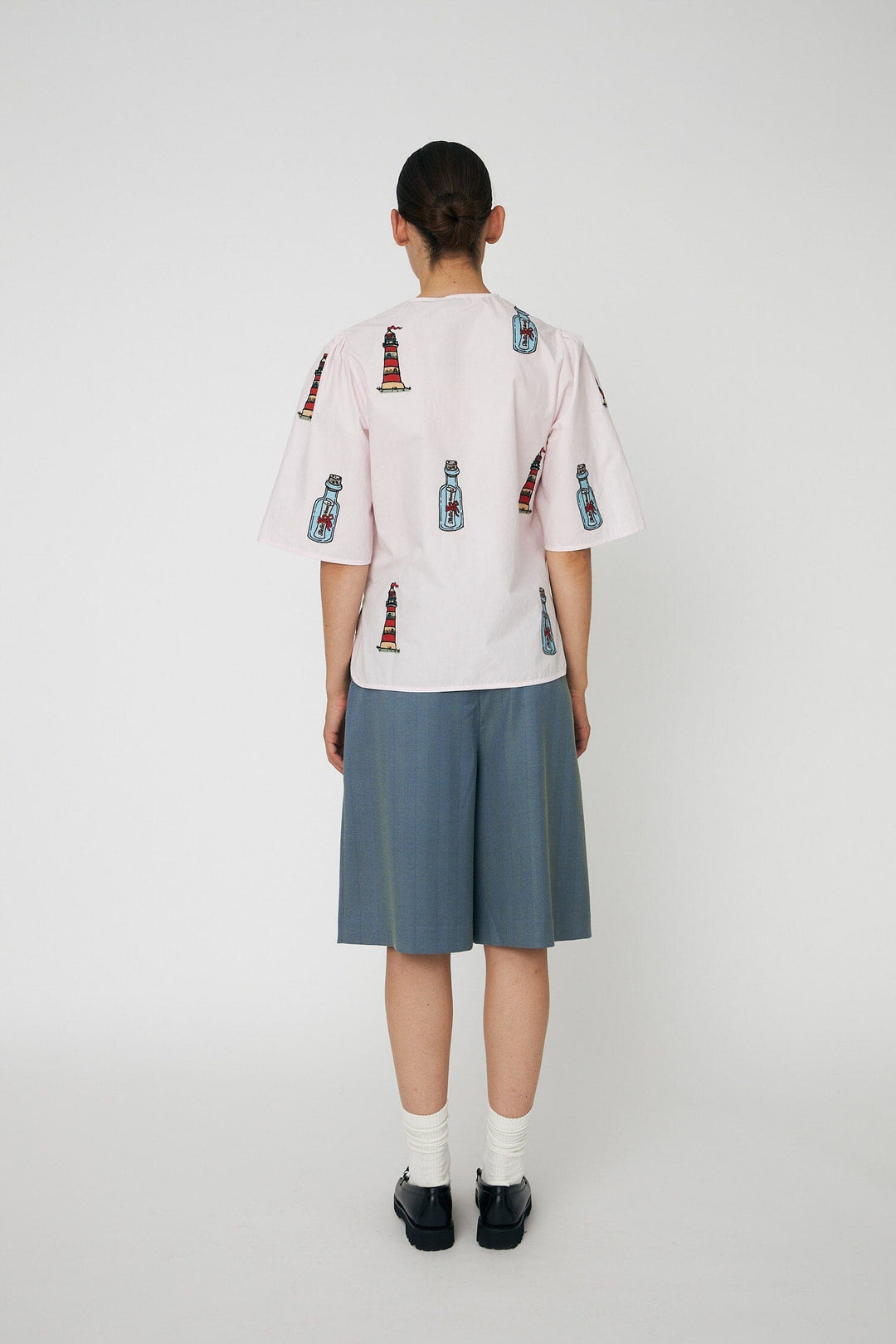 Stella Nova - Embroidered Bow Shirteb61-1431 - 558 Pale Pink Skjorter 