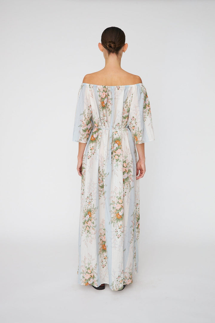 Stella Nova - Loose Maxi Dress With Drop Shouldersln62-4452 - 462 Creme Multicolour Flowers Kjoler 