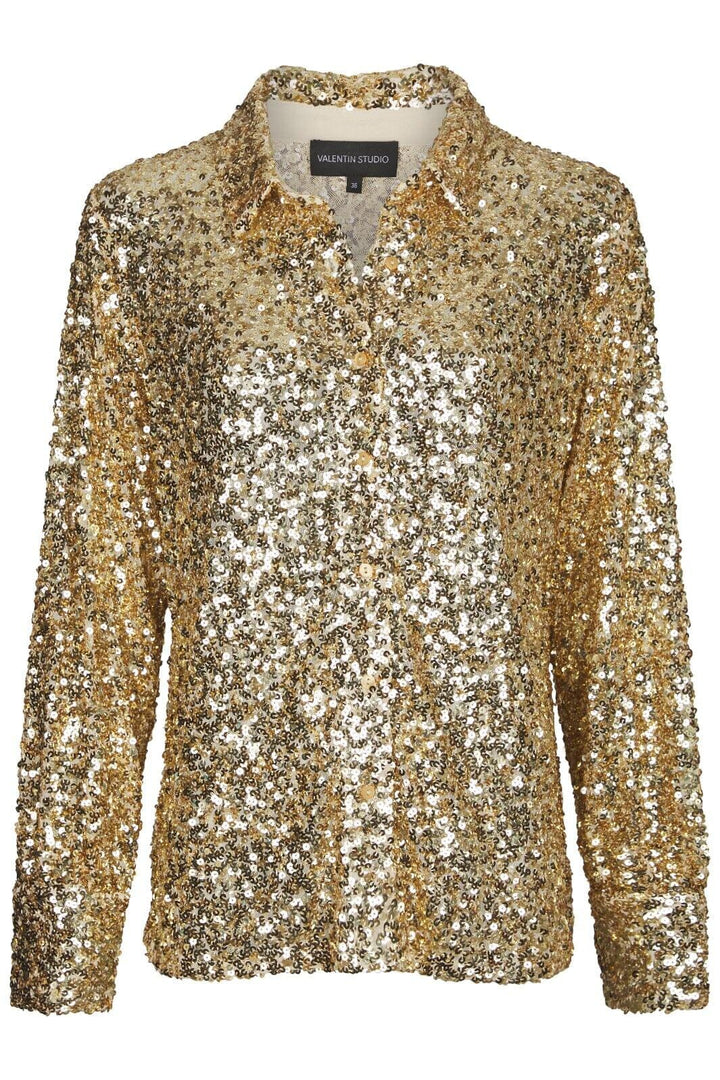 Valentin Studio - Classy Sequins Shirt 163336 - 221 - Gold Skjorter 