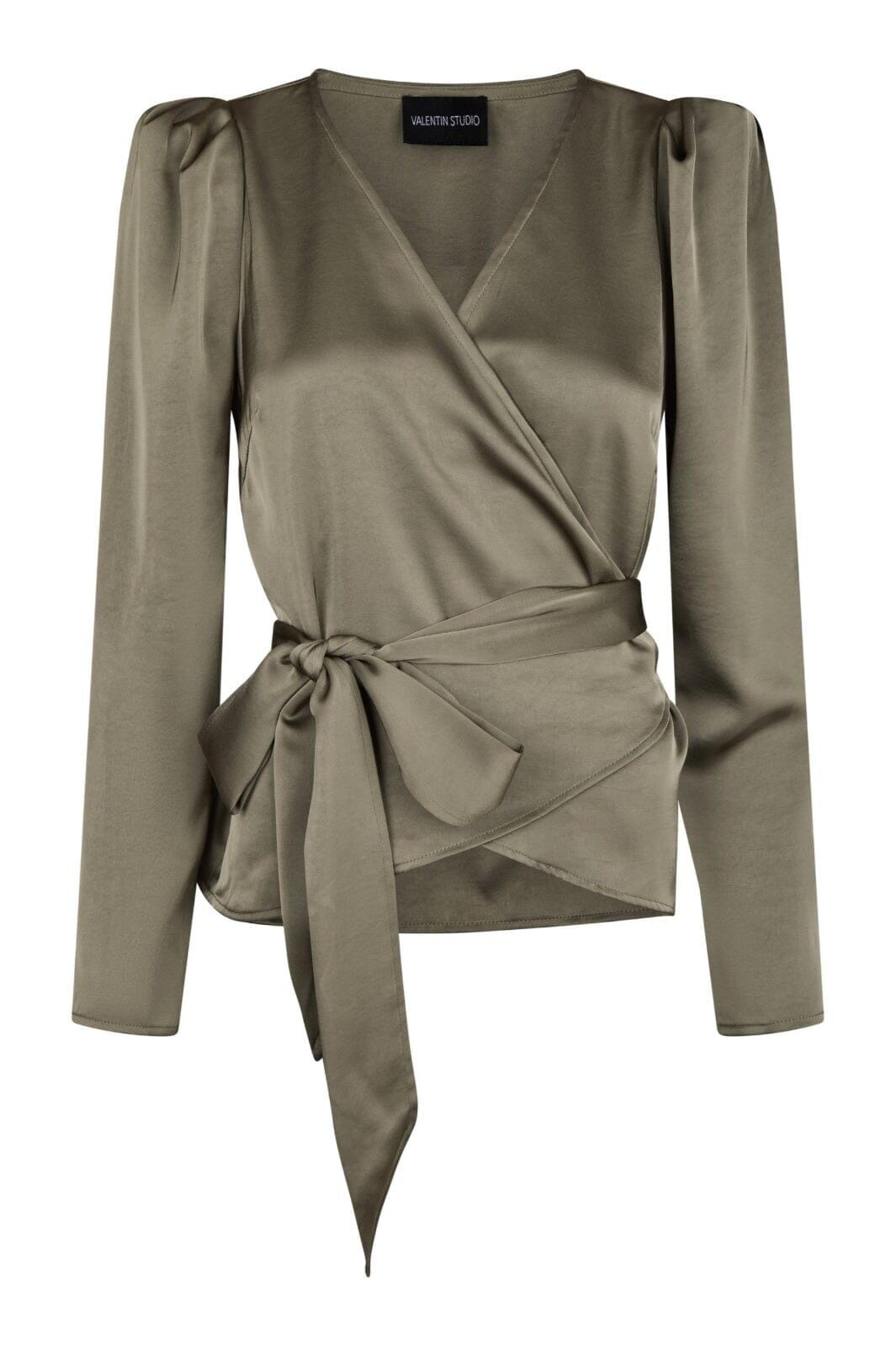 Valentin Studio - Josie Blouse Heavy Satin 160851 - 255 - Cold Army Bluser 