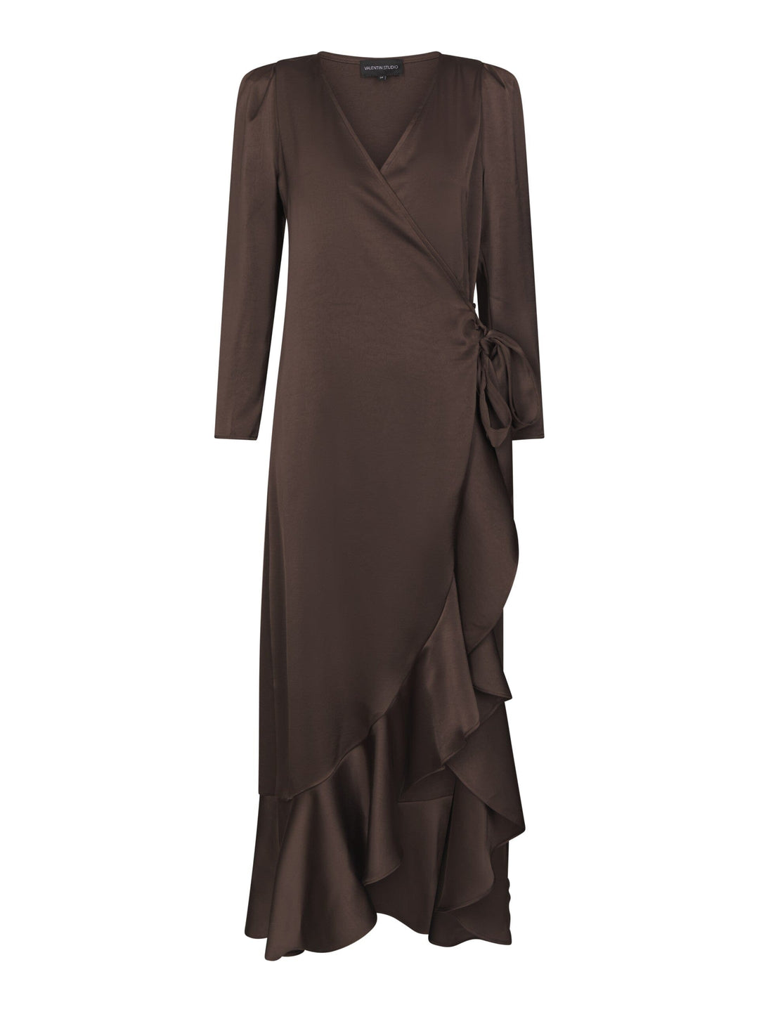 Valentin Studio - Senorita Dress Heavy Satin 167810 - 676 - Dark Brown Kjoler 