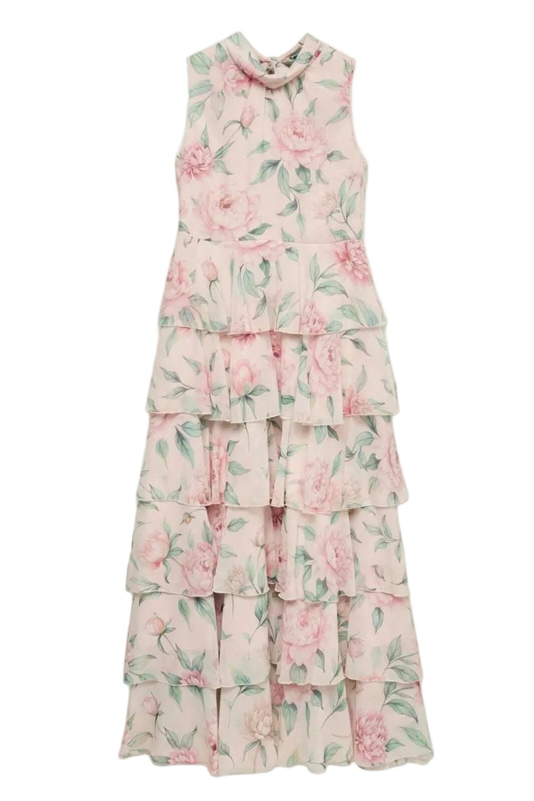 Vero Moda - Vmfelicia Sl Highneck Ruf Maxi Dress - 5091069 Peony Flower