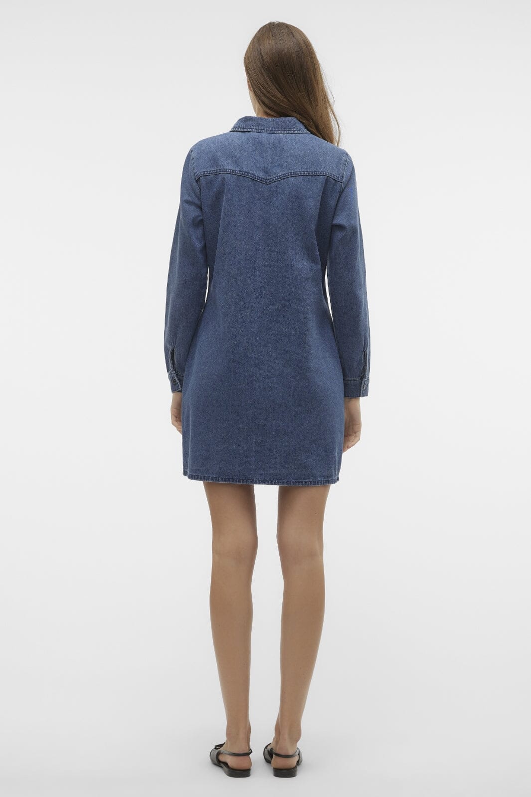 Vero Moda - Vmjennie Ls Short Denim Dress Mix - 4536351 Medium Blue Denim
