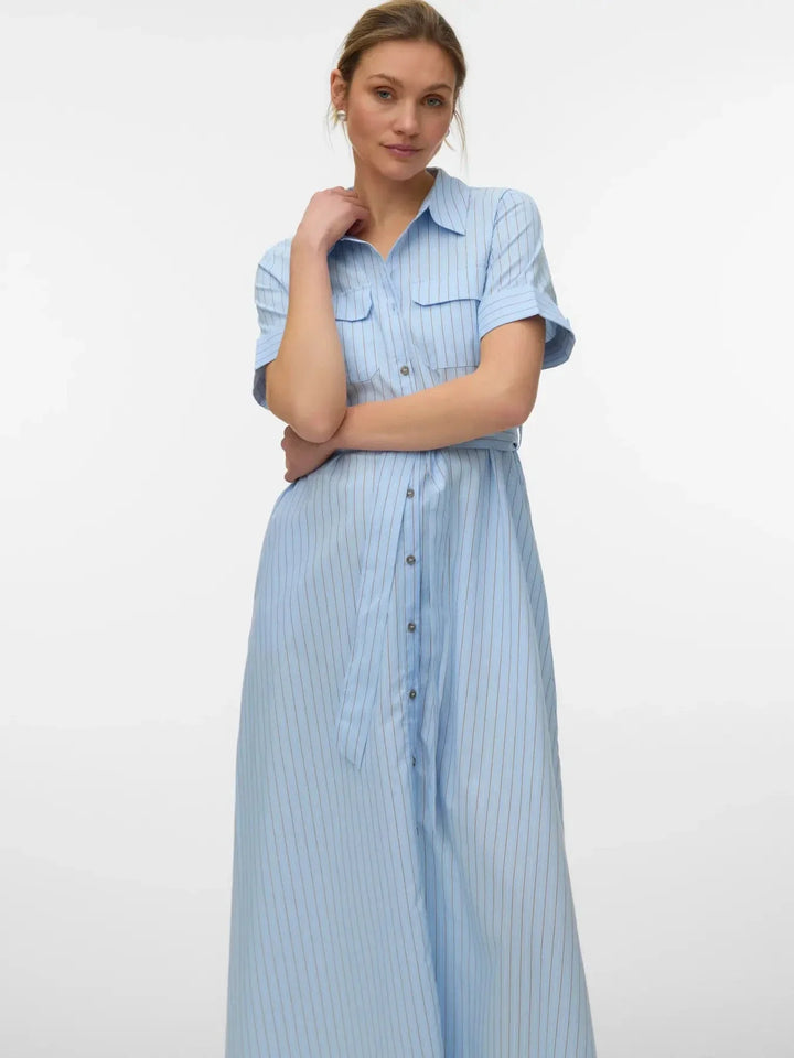 Vero Moda - Vmlotus 2/4 Ancl Shirt Dress Sb2 - 5078973 Cashmere Blue Blue Kjoler 