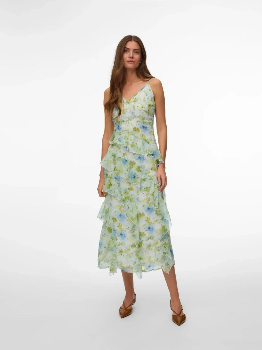 Vero Moda - Vmsmilla Sl Long Frill Dress - 5082102 Spun Sugar Sally Kjoler 