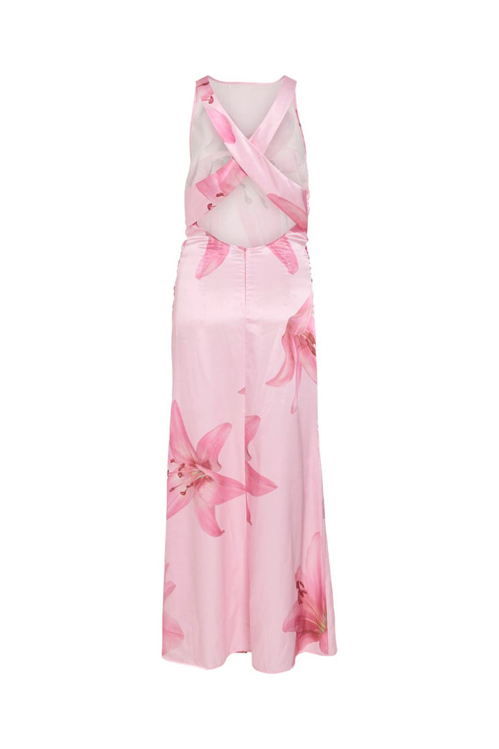 Vila - Viivory S/L U-Neck Ankle Dress/Dc/Ka - 4998948 Cherry Blossom Sea Pink Flowers
