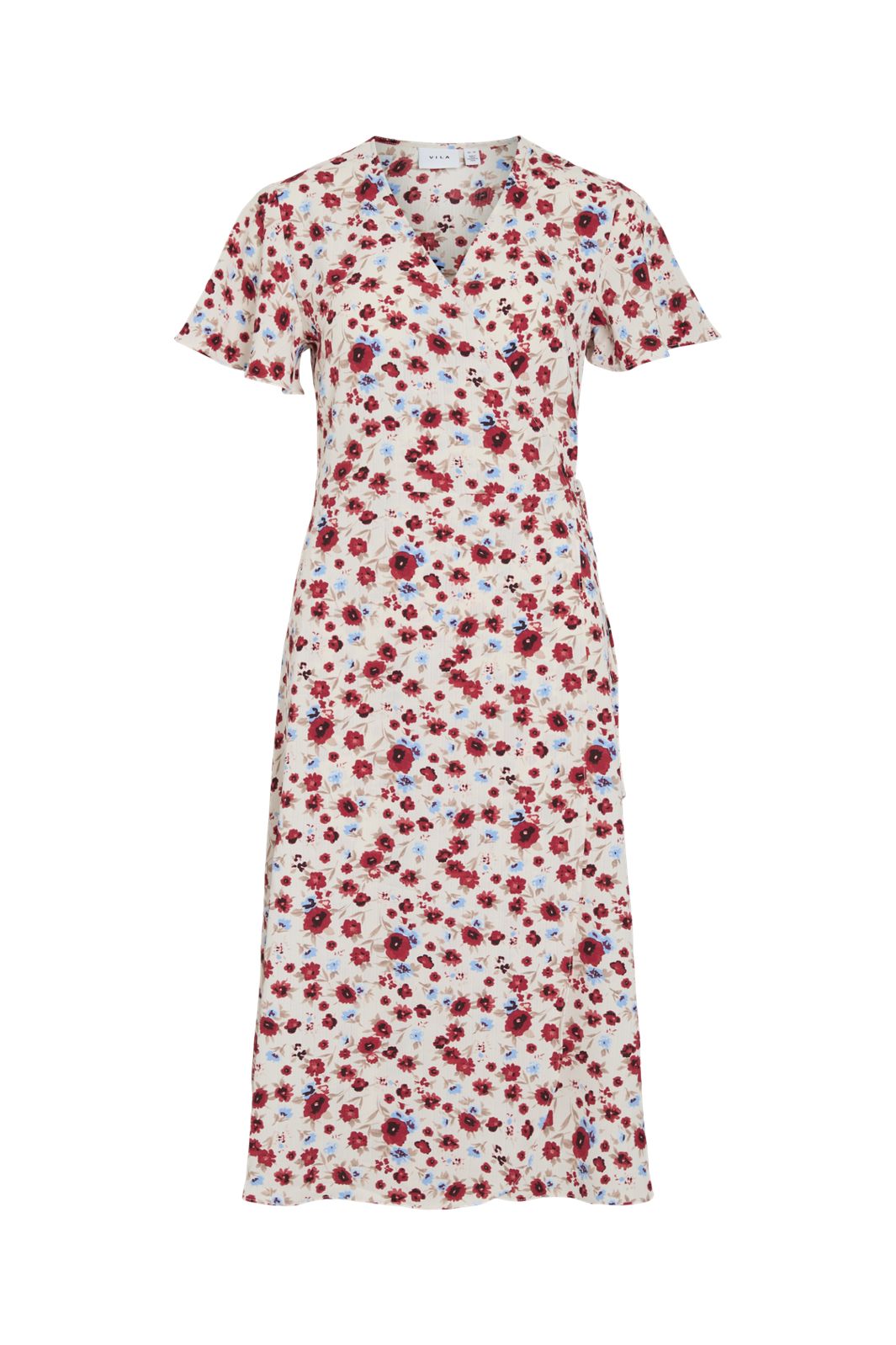 Vila - Vilovie S/S Wrap Midi Dress - 4997132 Birch Flo