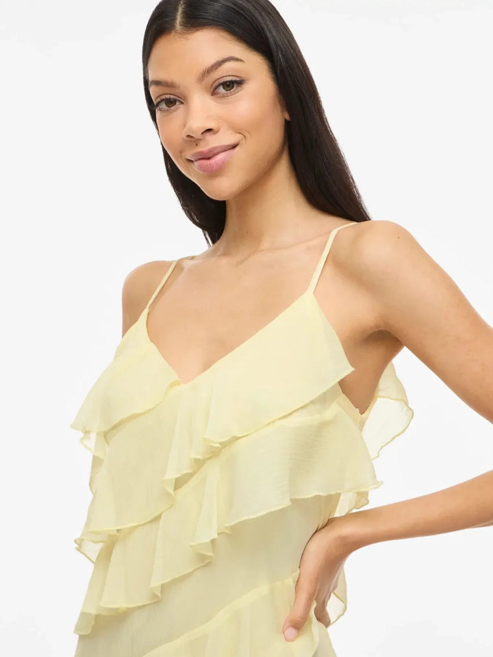 Vila - Viluna Strap Ankle Dress Noos/Dc - 5005151 Pastel Yellow Kjoler 