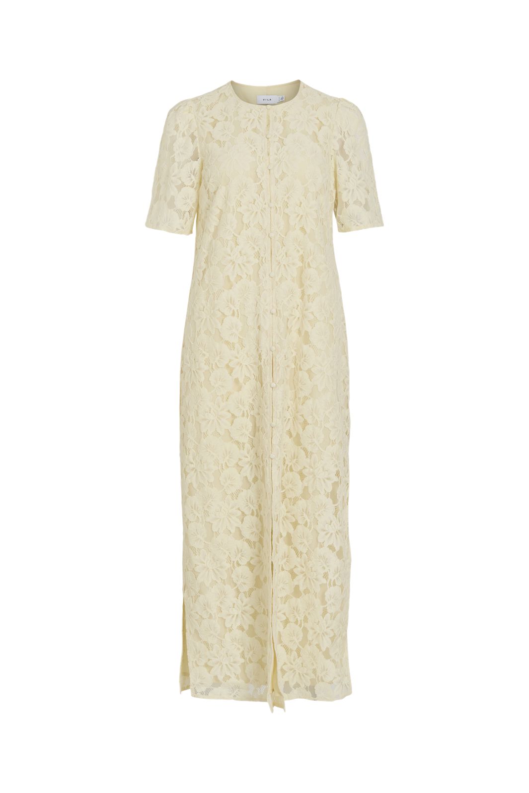 Vila - Vimala 2/4 Sleeve Lace Dress - 5089653 Pastel Yellow