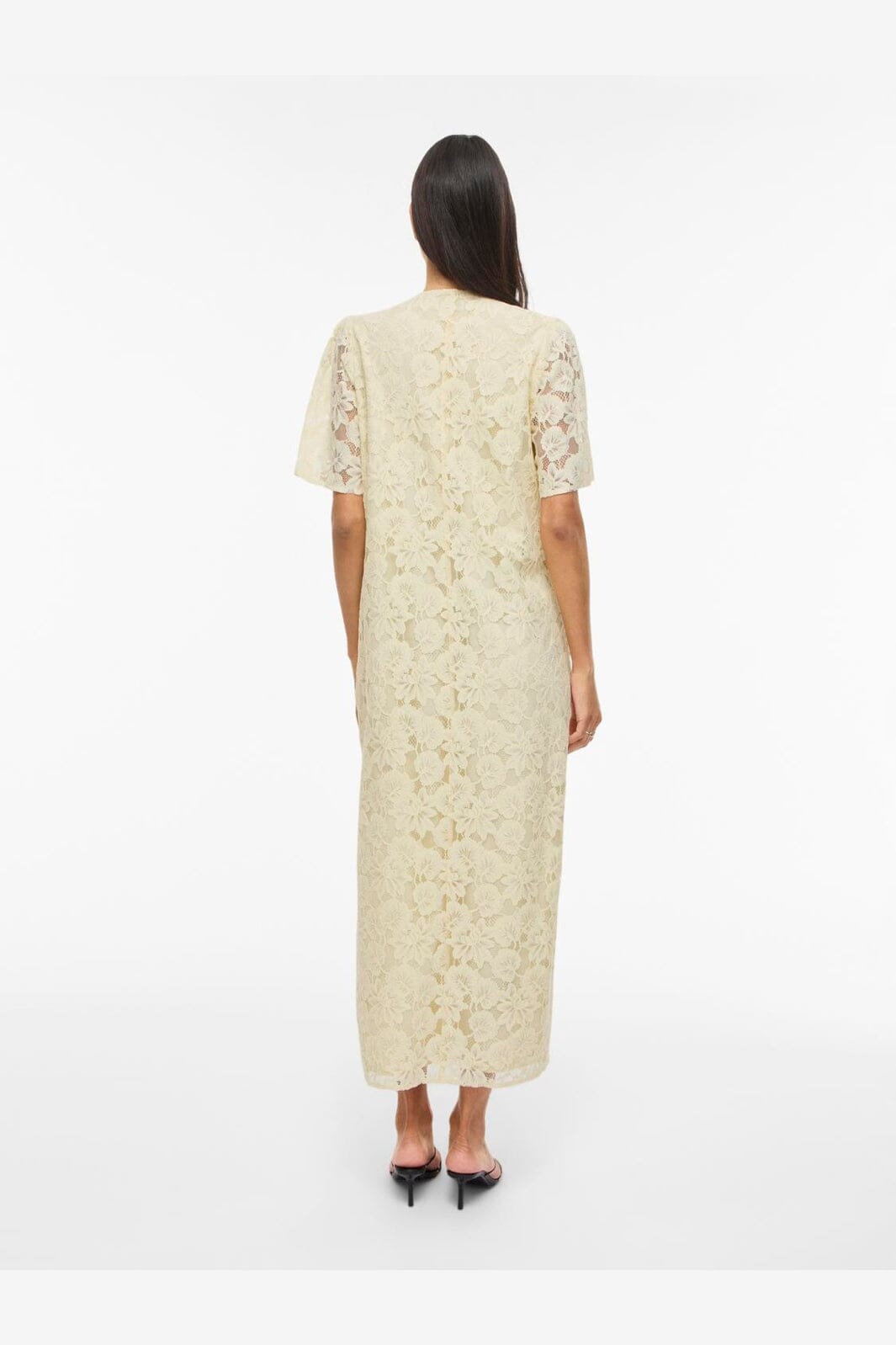 Vila - Vimala 2/4 Sleeve Lace Dress - 5089653 Pastel Yellow