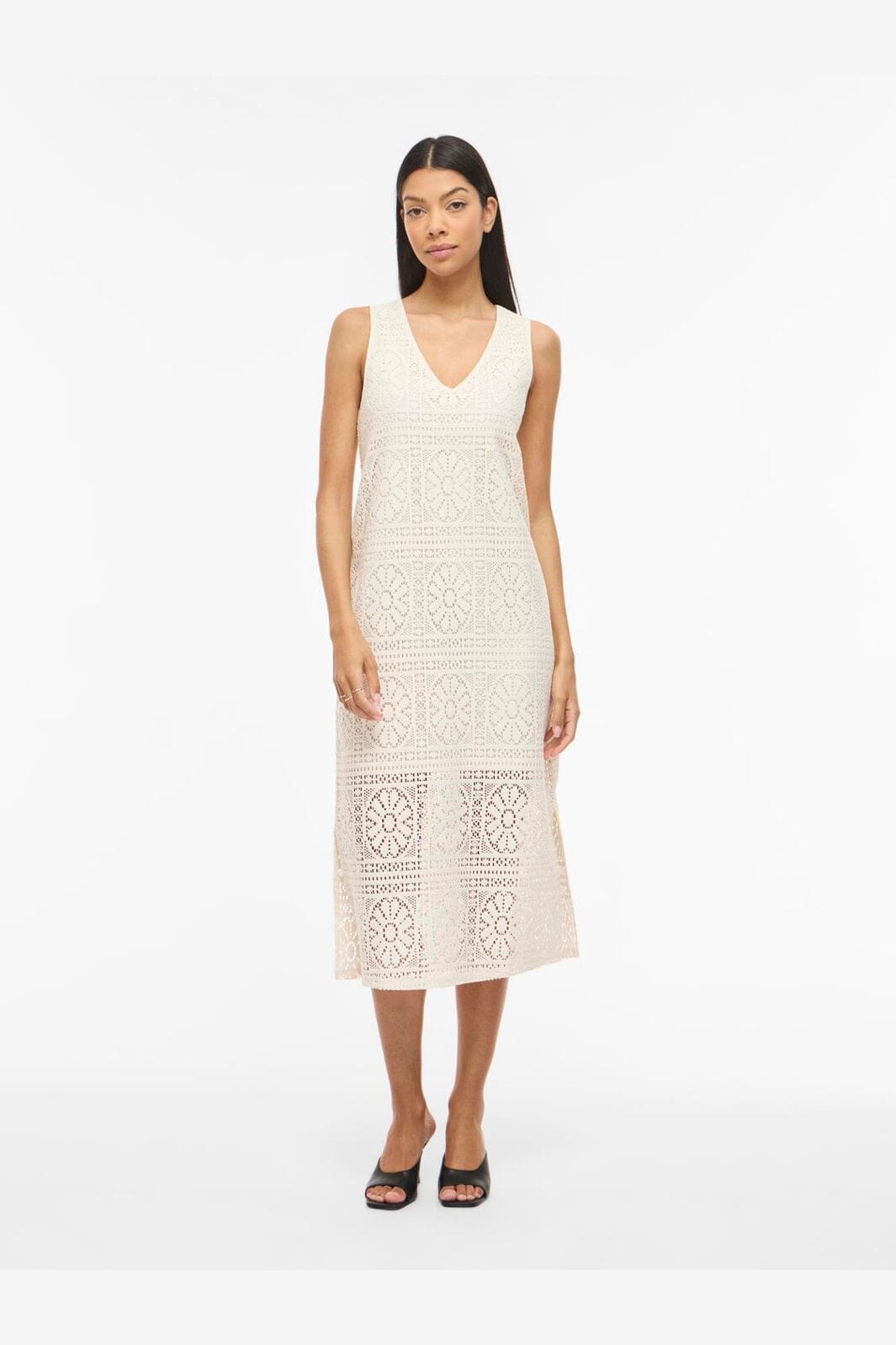Vila - Vimerinda V-Neck S/L Midi Dress/Vol/Rs - 4978545 Birch