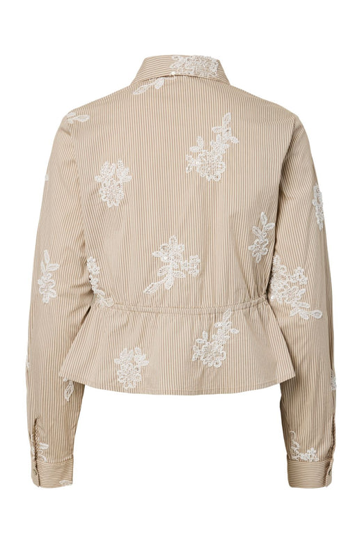 YAS - Yaschar Ls Pearled Stripe Shirt - 5243068 Birch Brown Stripes