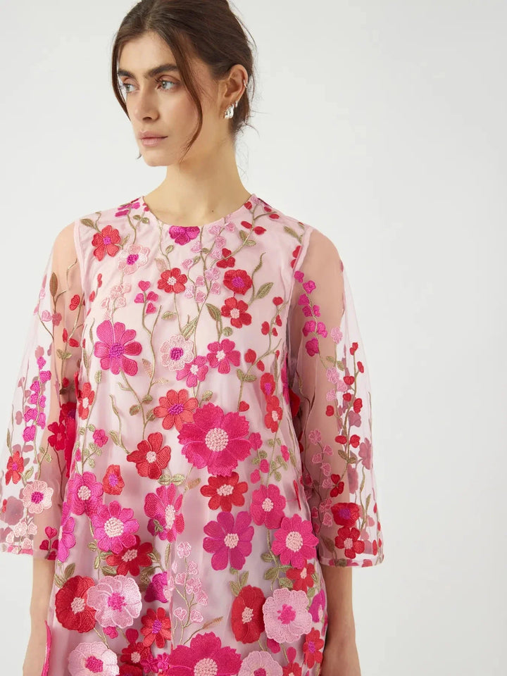 Y.A.S - Yasflowering 3/4 Dress - 4886889 Fuchsia Purple Pink Flowers Kjoler 