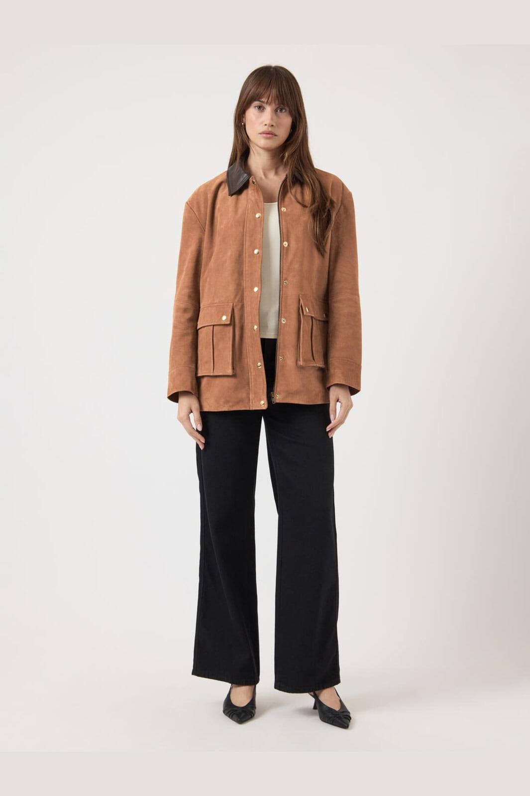 Y.A.S - Yaskaia Ls Suede Leather Jacket - 5001695 Nuthatch
