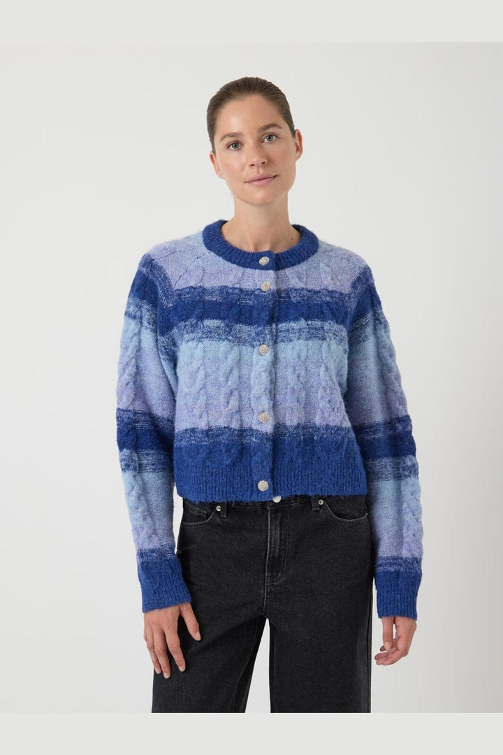YAS - Yasmegano Ls Knit Short Cardigan - 4827614 Dazzling Blue Vista Blue+Clear Sky