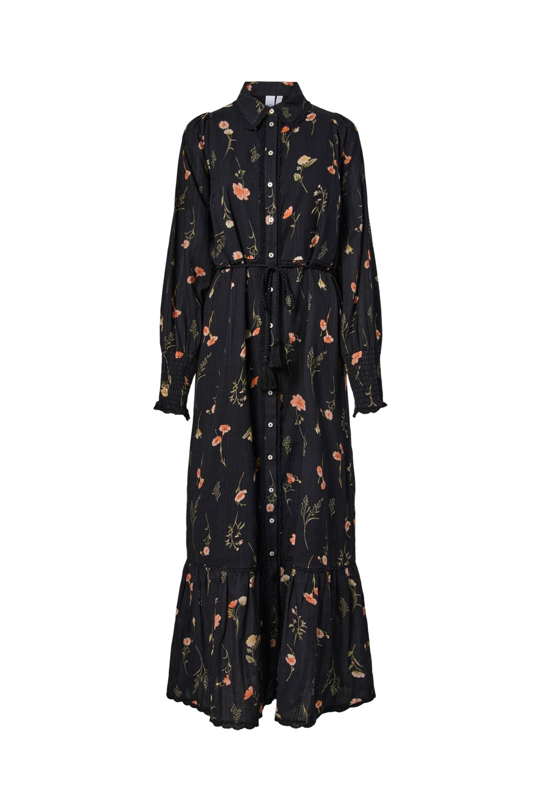 YAS - Yassomelli Ls Long Shirt Dress - 5077027 Black Flower Print
