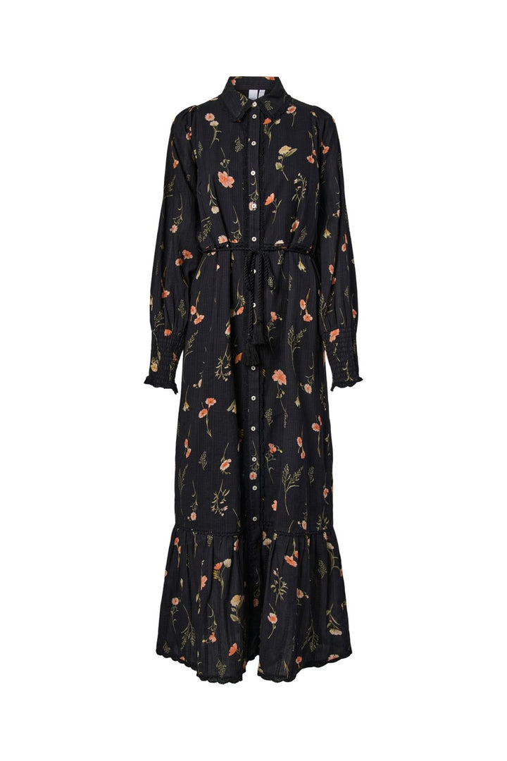 YAS - Yassomelli Ls Long Shirt Dress - 5077027 Black Flower Print