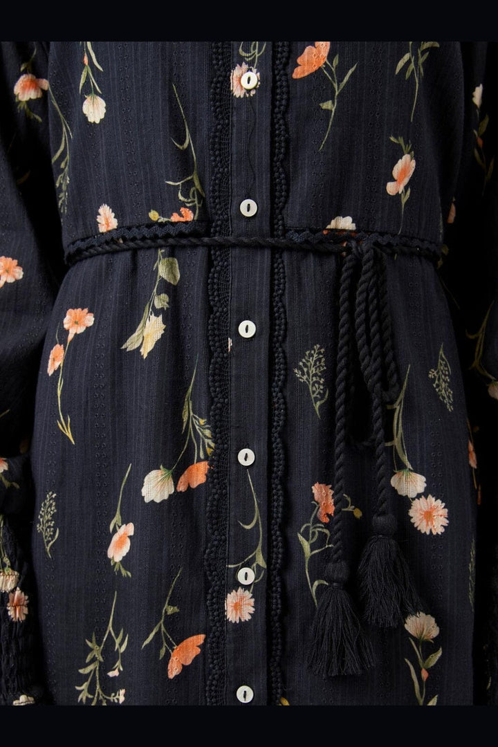 YAS - Yassomelli Ls Long Shirt Dress - 5077027 Black Flower Print